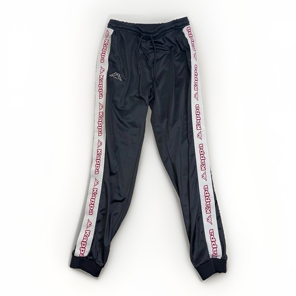 VTG Y2K Kappa Track Pants Men's Large Black Logo Tape Jogger Pants